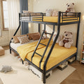 Netrum Twin over Full Bunk Bed for Teens Adults,Heavy Duty Metal Bunk Beds Frame with Ladder,Twin Full Size Bed Bunk Bed with Safe Guardrail for Small Rome,Black