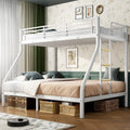 Netrum Twin XL over Queen Bunk Bed for Adults,Heavy Duty Metal Bunk Beds Frame with Wall Fastener Screws,Ladder & Full-Length Guardrail,White
