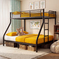 Netrum Twin XL over Queen Bunk Bed for Adults,Heavy Duty Metal Bunk Beds Frame with Wall Fastener Screws,Ladder & Full-Length Guardrail,Black