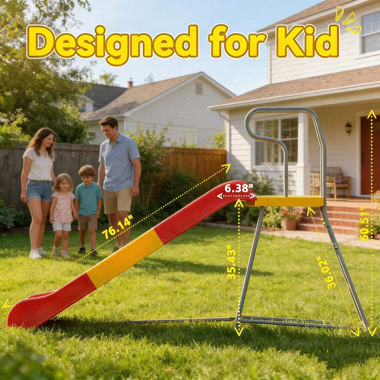 Kdymod 6.4FT Slide for Kids,Playground Equipment with Climbing Ladder, Water Slide for Kids Backyard,Gift for Boys, Girls,Ages 3-8