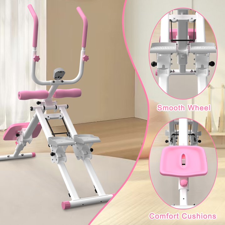 Kdymod 2 In 1 Stair Stepper & Ab Workout Machine,Multifunction Full Body Exercise Equipment,Stair Stepper Exercise Ab Machine for Home Gym,Pink