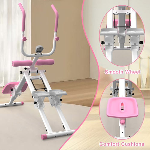 Kdymod 2 In 1 Stair Stepper & Ab Workout Machine,Multifunction Full Body Exercise Equipment,Stair Stepper Exercise Ab Machine for Home Gym,Pink