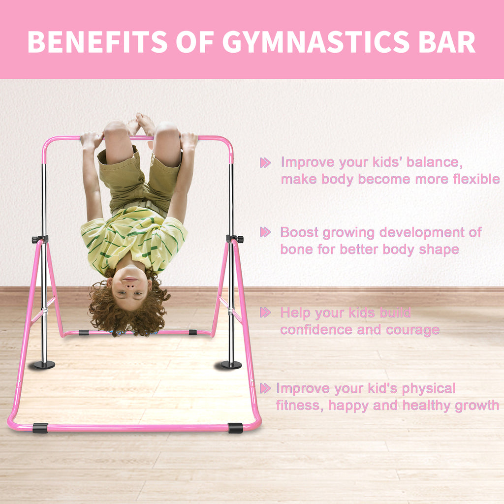 Kdymod Gymnastics Bar for Kid,Adjustable Height Kids Gymnastics Bar,Foldable Horizontal Junior Gymnastics Equipment Bar for Home Gym