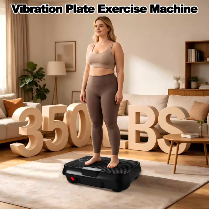 Kdymod Vibration Plate Exercise Machine with Resistance Bands,Whole Body Workout Vibration Platform with Remote Control,Quiet Exercise Equipment Workout Machine for Home Office,Black