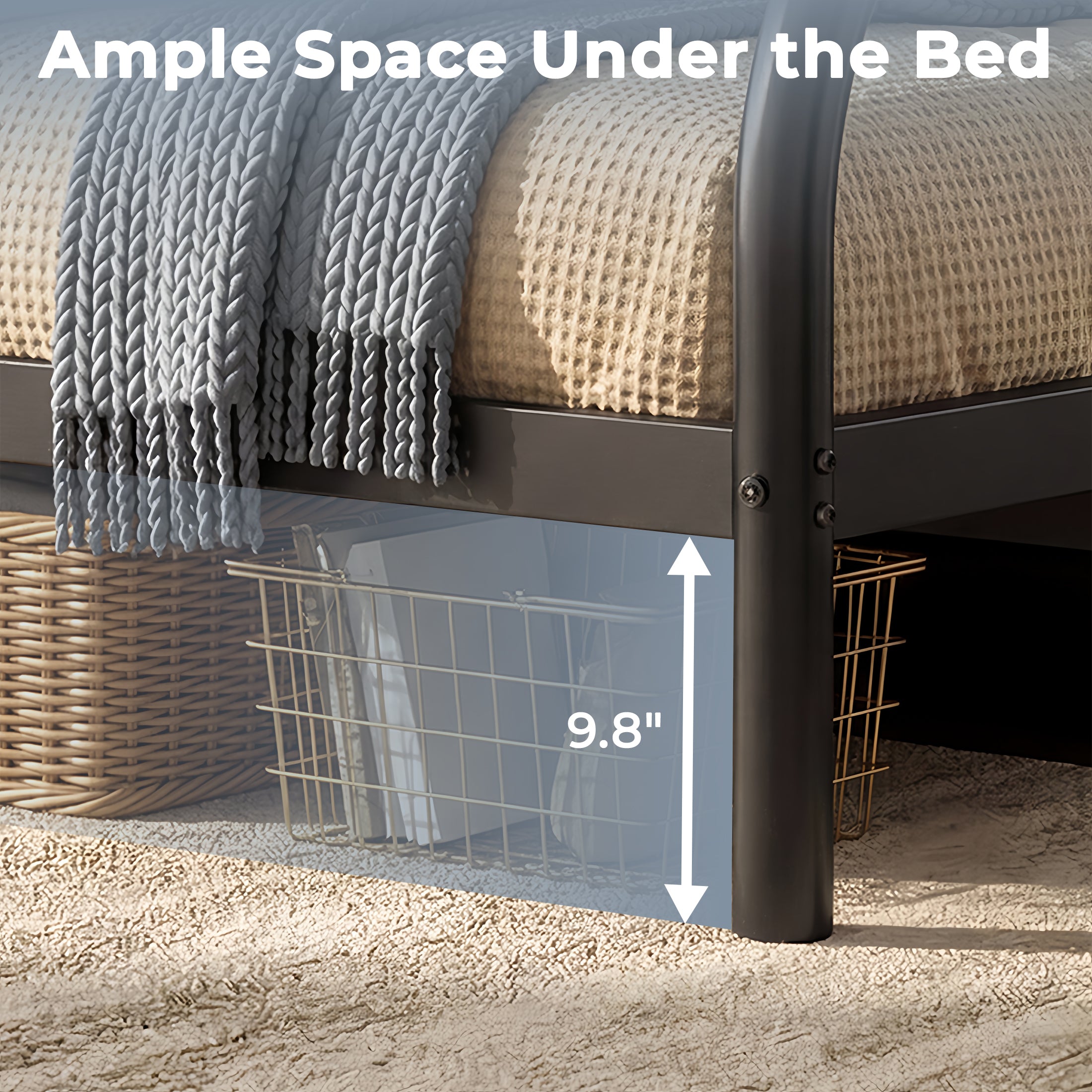 Kdymod Twin XL over Queen Metal Bunk Bed with Stairs & Storage, Heavy Duty Bed Frame for Adults & Teens, Includes 2 6" Memory Foam Mattresses, No Box Spring Needed, Black