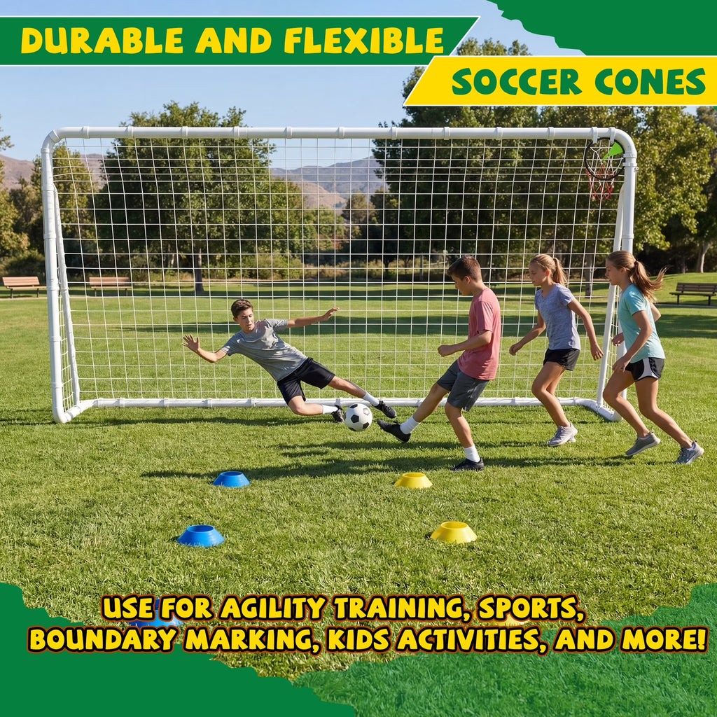 Kdymod 12×6 FT Portable Soccer Goal for Backyard, Easy Assembly Outdoor Soccer Goal Set for Kids and Adults (White)