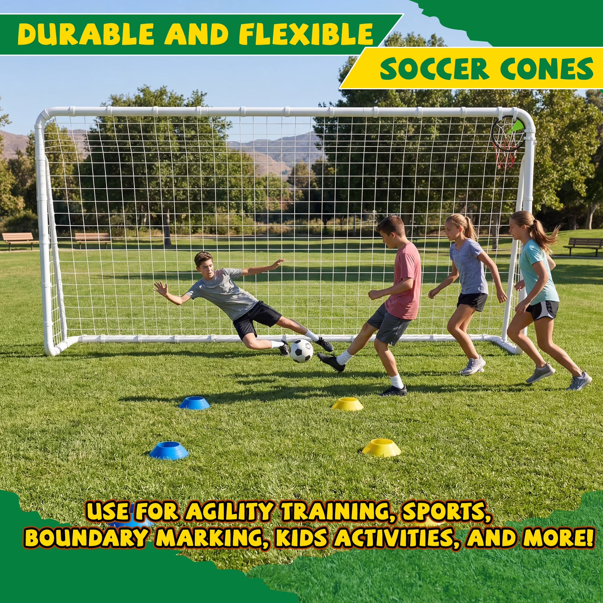 Kdymod 12×6 FT Portable Soccer Goal for Backyard, Easy Assembly Outdoor Soccer Goal Set for Kids and Adults (White)