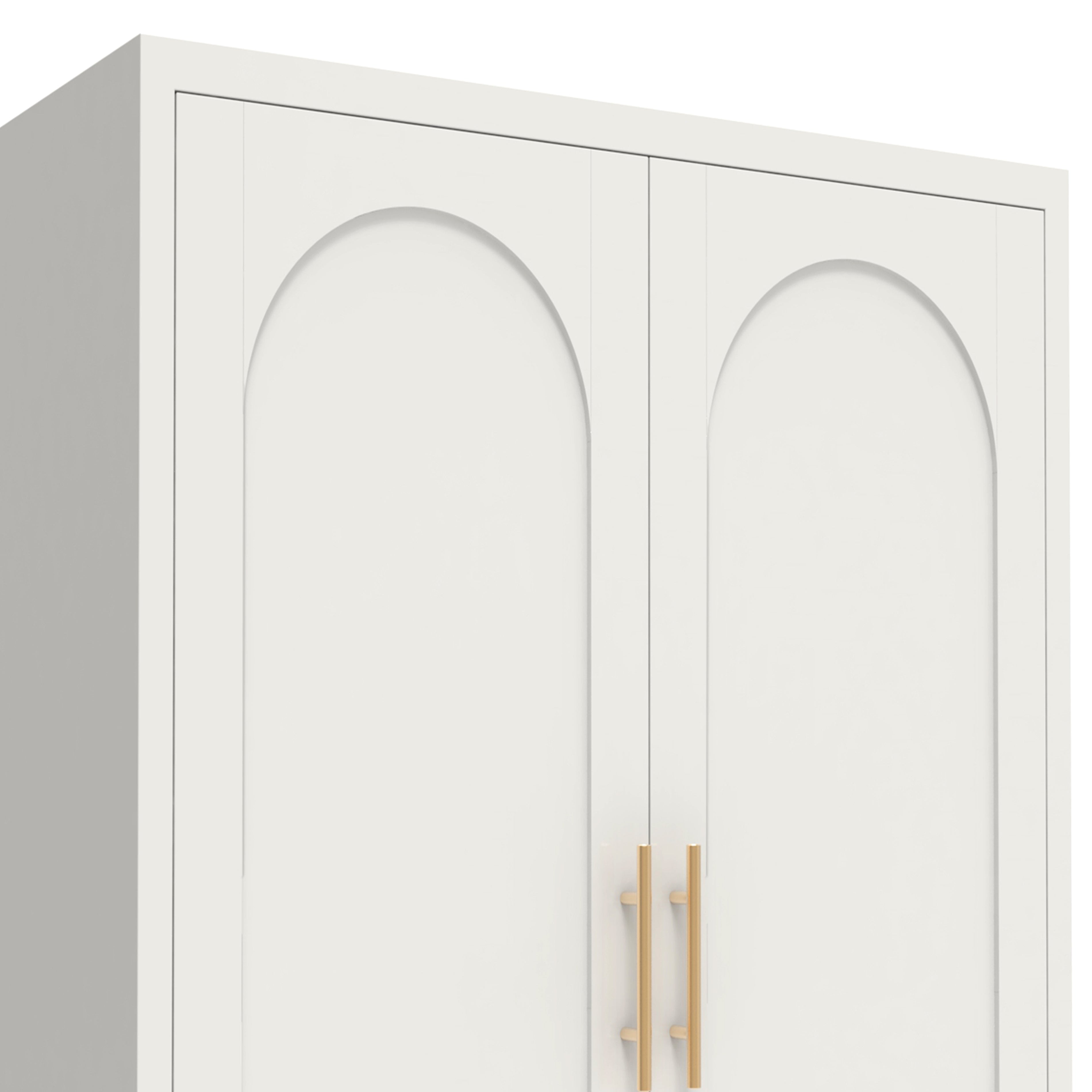 Uiowio 71" Height Metal Storage Cabinet, Modern Tall Steel Pantry Cupboard with 2 Shapely Doors and Adjustable Shelves for Kitchen Garage and Home, White