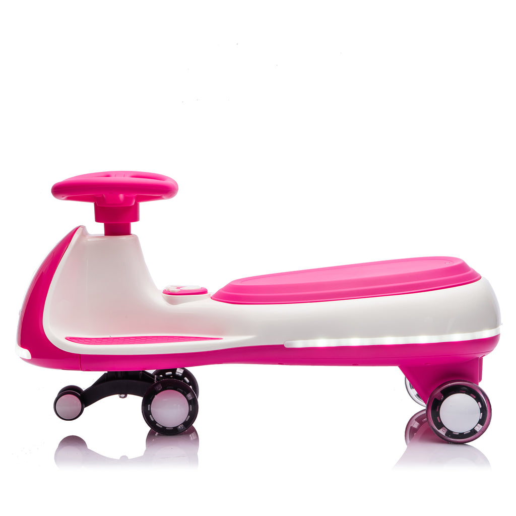 Cirui 12V Kids Electric Wiggle Car, 2-in-1 Swing Ride on Toy for Toddlers Aged 3-8,5MPH Max Speed,Triangular Stability Frame, Flashing Wheels,Bluetooth Music,Red