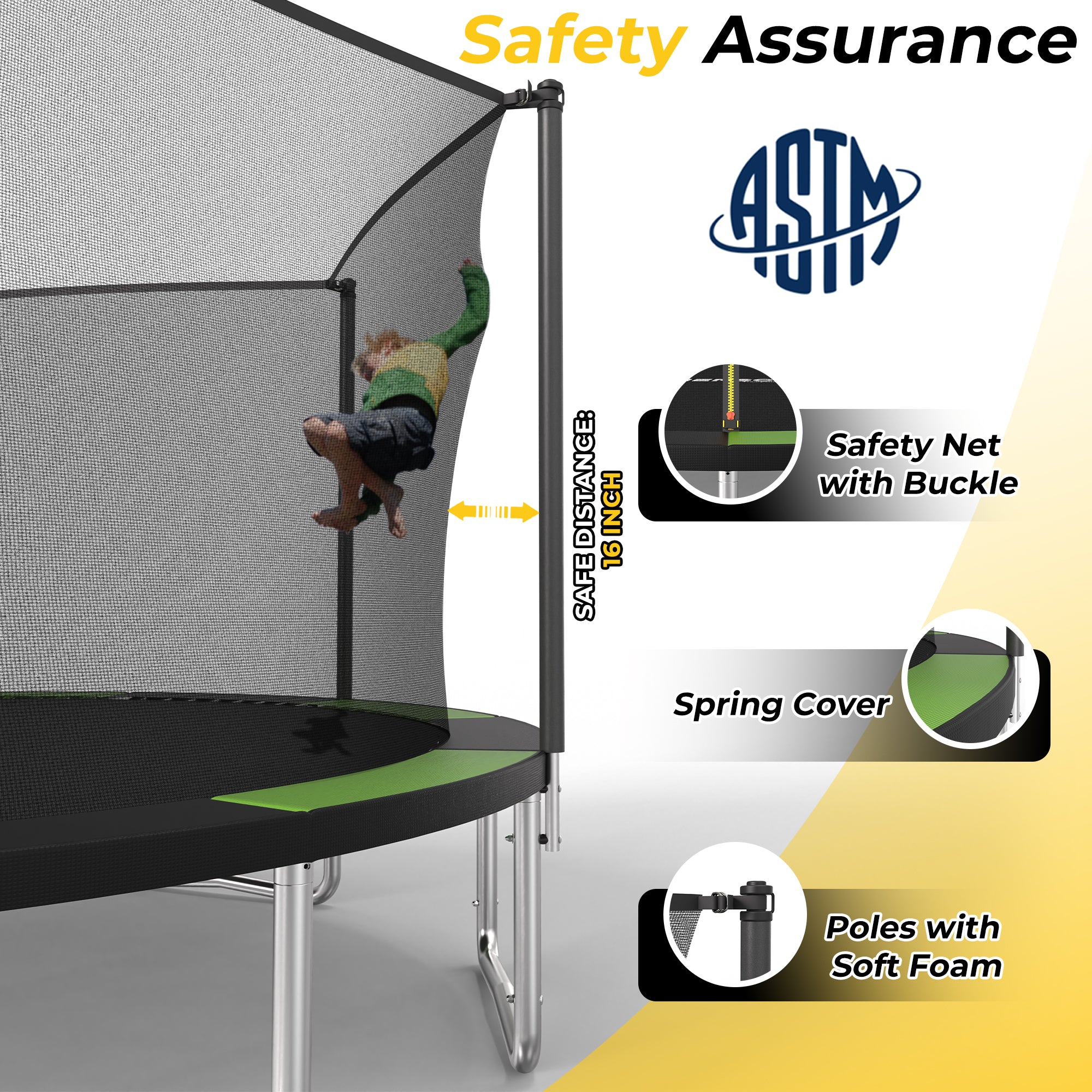 Mersco 15FT Trampoline PLAY Heavy Duty Outdoor Trampoline for Kids, Backyard Trampoline with Enclosure Net for Family Fun,Jumping Trampoline for Boys and Girls Birthday Gift,Green