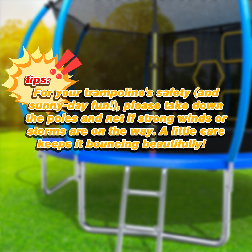 Mersco 12FT Trampoline for Kids with Mulifunctional Target Cloth,Outdoor Recreational Trampolines with Enclosure Net, Ladder,Jumping Trampoline SPACE for Kid Birthday and Festival Gift,Blue