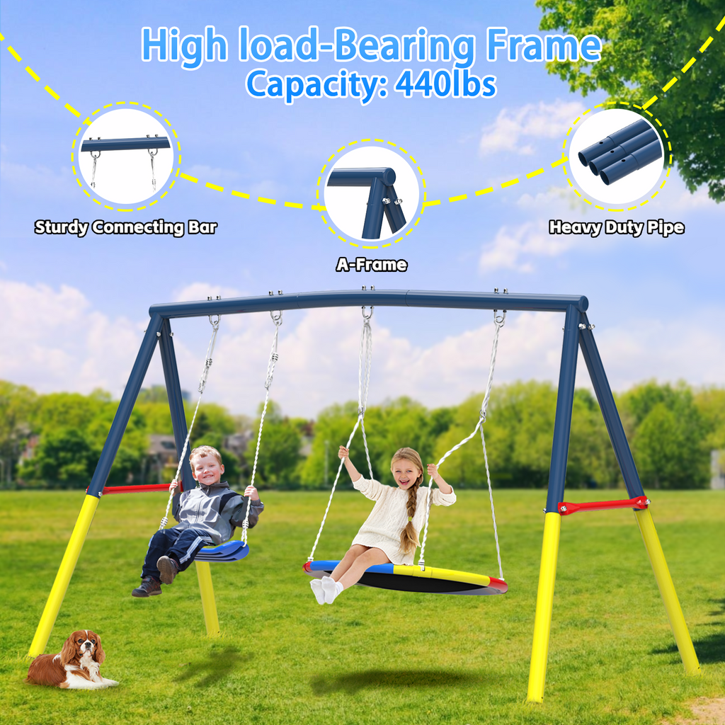Mersco 12FT Heavy Duty Trampoline with Enclosure Net ,Swing Set Outdoor Big Trampoline for Backyard, Kids Trampoline with Basketball Hoop, Kids Birthday and Festival Gifts,Green