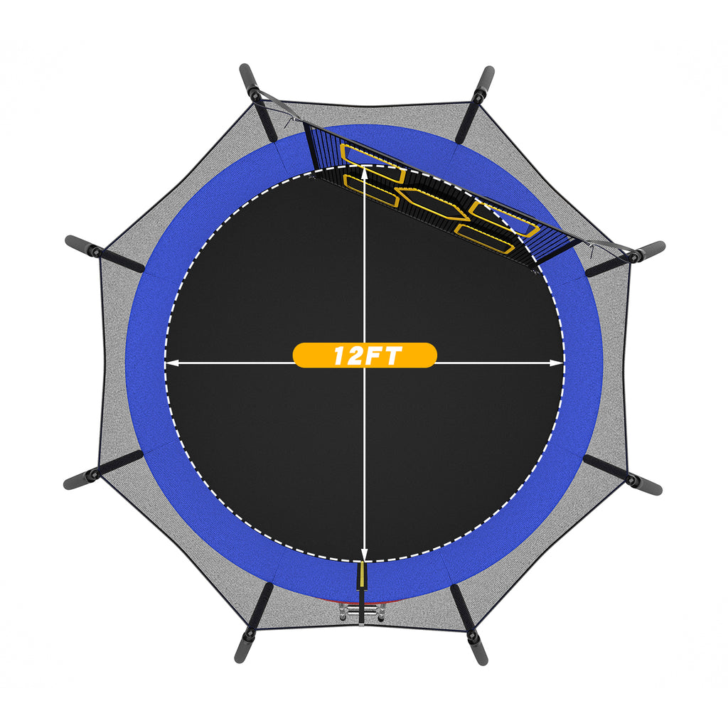 Mersco 12FT Trampoline for Kids with Mulifunctional Target Cloth,Outdoor Recreational Trampolines with Enclosure Net and Ladder,Jumping Trampoline SPACE for Boys and Girls Birthday Gifts,Multicolor