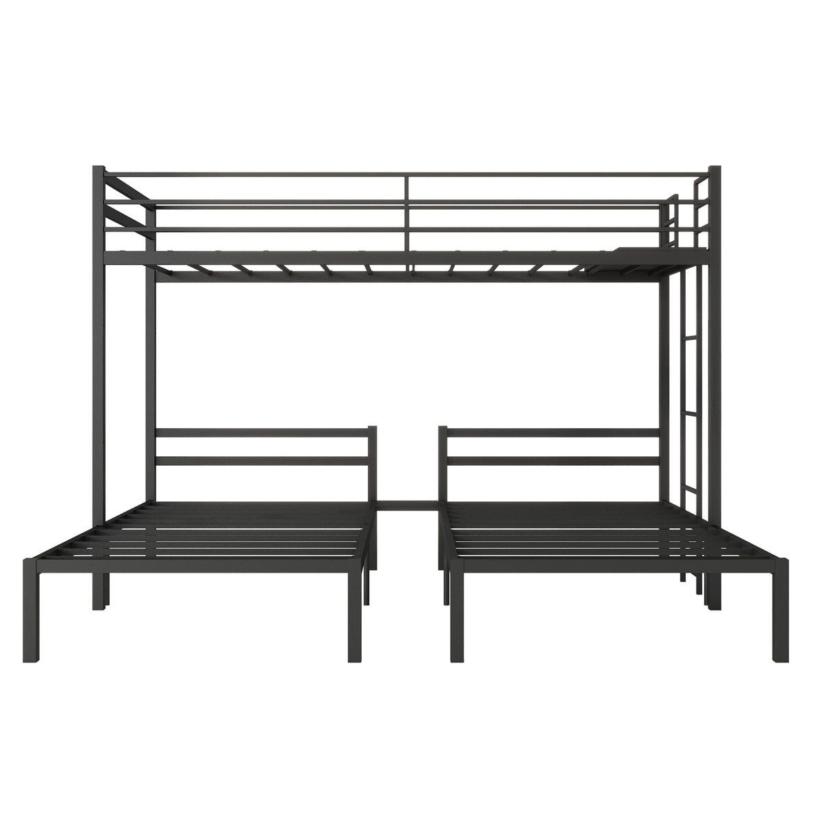 Netrum Triple Bunk Bed for Teens Adults,Heavy Duty Metal Bunk Beds Frame, with Ladder & Storage, Safe Guardrail, Twin over Twin over Twin Bunk Bed, No Box Spring Needed