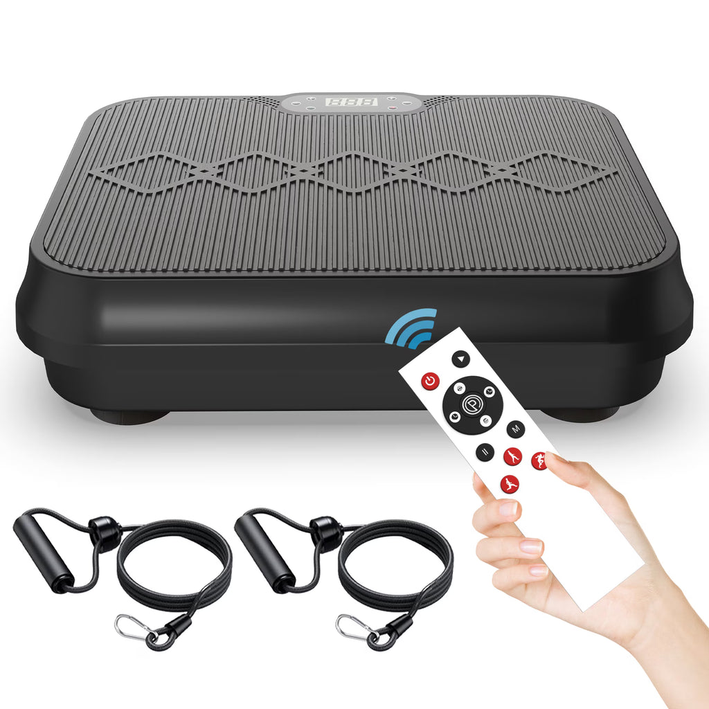Kdymod Vibration Plate Exercise Machine with Resistance Bands,Whole Body Workout Vibration Platform with Remote Control,Quiet Exercise Equipment Workout Machine for Home Office,Black