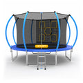 Mersco 12FT Trampoline for Kids with Mulifunctional Target Cloth,Outdoor Recreational Trampolines with Enclosure Net, Ladder,Jumping Trampoline SPACE for Kid Birthday and Festival Gift,Blue