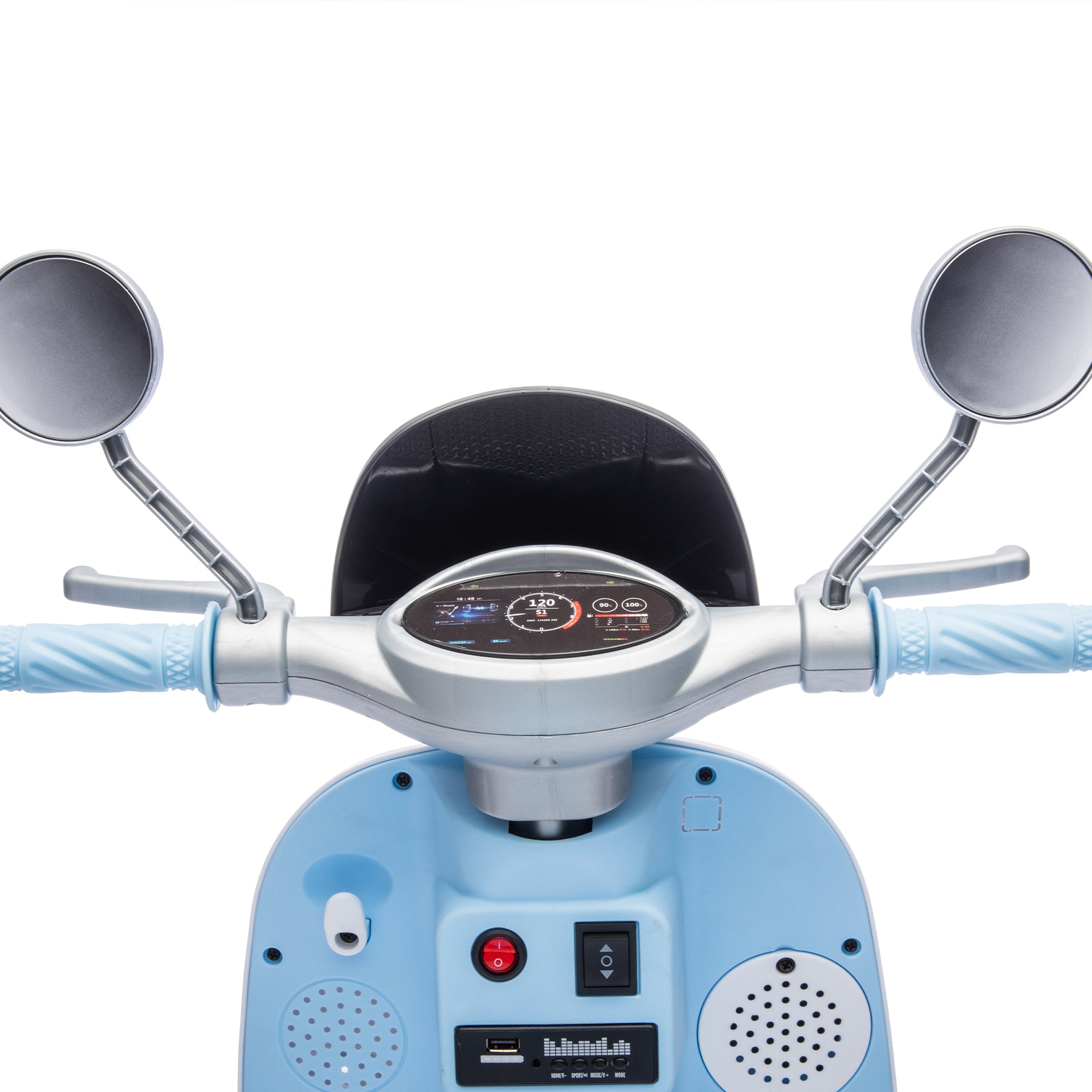 Cirui 2 Seater 12V Kids Motorcycle,3 Wheel Ride Dual Motorcycle,Toy 12V Electric Motorcycle with Front LED Light/USB/Storage Box,Blue