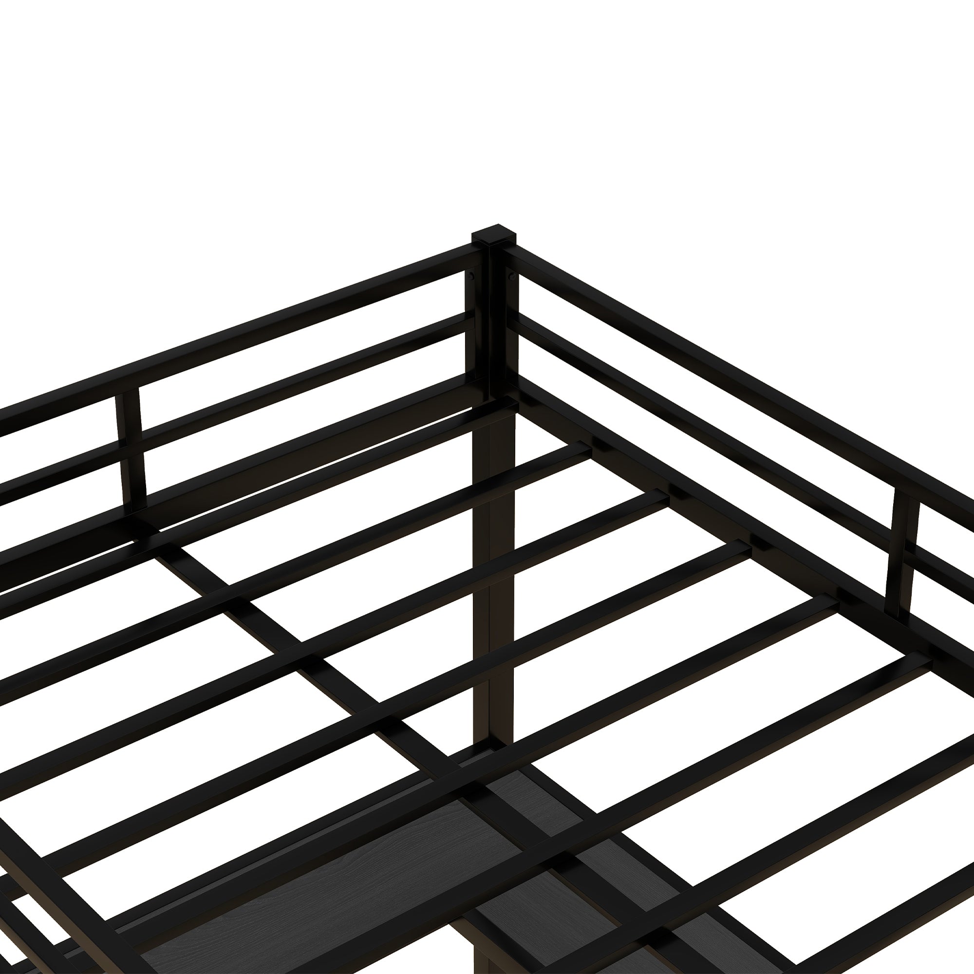 Uiowio Full Metal Loft Bed with L-Shaped Desk Underneath & 6 Shelves & Storage, Space-Saving Bed Frame with Built-in Ladder & Safety Guardrail, for Teens