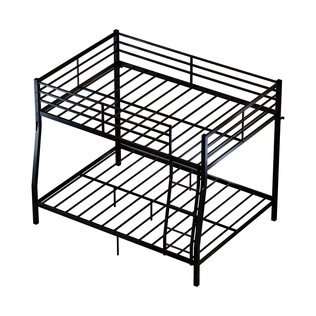Netrum Full over Queen Bunk Bed for Teens Adults,Heavy Duty Metal Bunk Beds Frame, with Ladder & Storage,Full Bunk Bed with Safe Guardrail, No Box Spring Needed