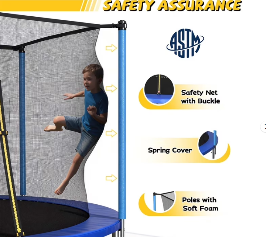 Mersco 14ft Heavy Duty Trampoline PLAY for Kids and Adult,Outdoor with Safety Enclosure Net, Basketball Hoop,Ladder,Jumping Trampoline for Boys and Girls Birthday Gifts, Big Backyard Trampoline, Blue
