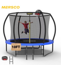 Mersco 10ft Pumpkin Trampoline for Kids ,Blue Outdoor Jumping Trampoline with Enclosure Net, Basketball Hoop, Ladder, Storage Bag,Home Trampoline SPACE for Birthday Gifts