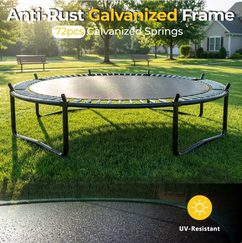 Mersco 12ft Pumpkin Trampoline for Kids and Adults, Outdoor Trampoline with Basketball Hoop Enclosure Net Storage Bag,Jumping Trampoline SPACE for Boys and Girls Birthday and Festival Gift,Green