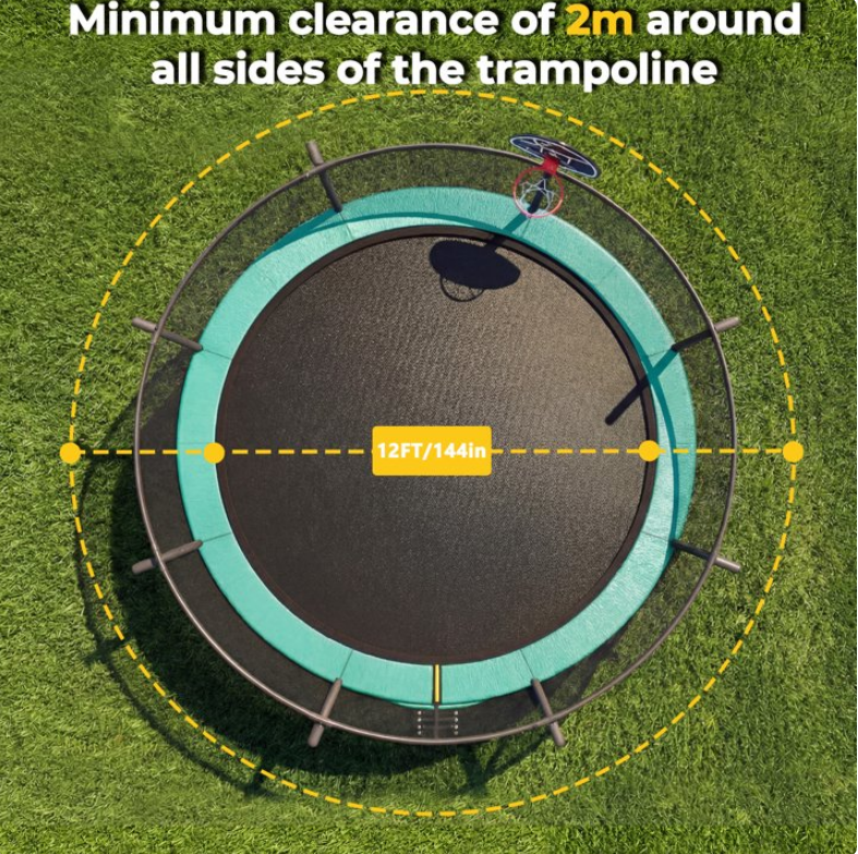 Mersco 12ft Pumpkin Trampoline for Kids and Adults, Outdoor Trampoline with Basketball Hoop Enclosure Net Storage Bag,Jumping Trampoline SPACE for Boys and Girls Birthday and Festival Gift,Green