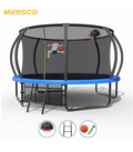Mersco 12ft Pumpkin Trampoline for Kids and Adults, Outdoor Trampoline with Basketball Hoop Enclosure Net Storage Bag,Jumping Trampoline SPACE for Boys and Girls Birthday and Festival Gift,Blue