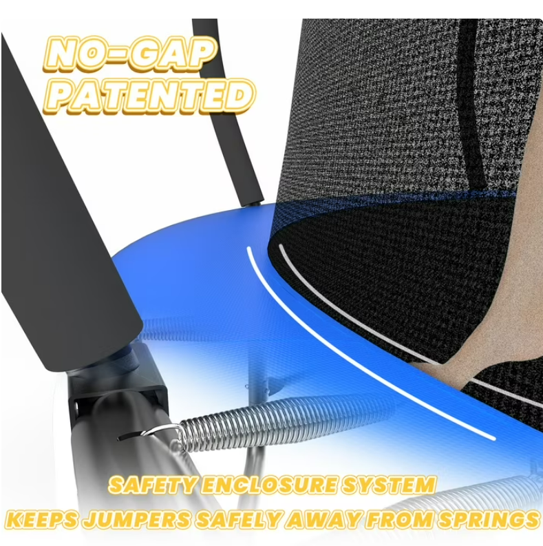 Mersco 12ft Pumpkin Trampoline for Kids and Adults, Outdoor Trampoline with Basketball Hoop Enclosure Net Storage Bag,Jumping Trampoline SPACE for Boys and Girls Birthday and Festival Gift,Blue