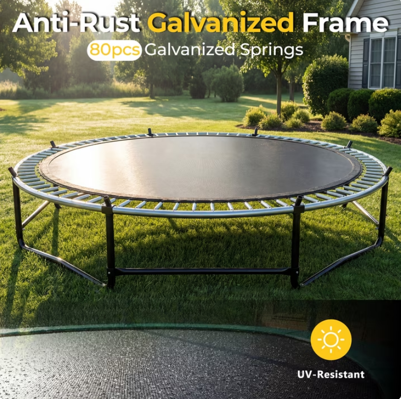 Mersco 14ft Trampoline for Kids and Adults, Pumpkin Outdoor Trampoline with Basketball Hoop,Enclosure Net and Storage Bag, Trampoline SPACE for Boys and Girls Birthday Gifts,Green