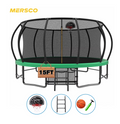 Mersco 15ft Trampoline for Kids Adults,Outdoor Pumpkin Trampoline with Basketball Hoop,Enclosure Net,Jumping Trampoline SPACE for Boys and Girls Birthday and Festival Gifts,Green