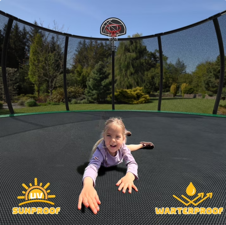 Mersco 15ft Trampoline for Kids Adults,Outdoor Pumpkin Trampoline with Basketball Hoop,Enclosure Net,Jumping Trampoline SPACE for Boys and Girls Birthday and Festival Gifts,Green