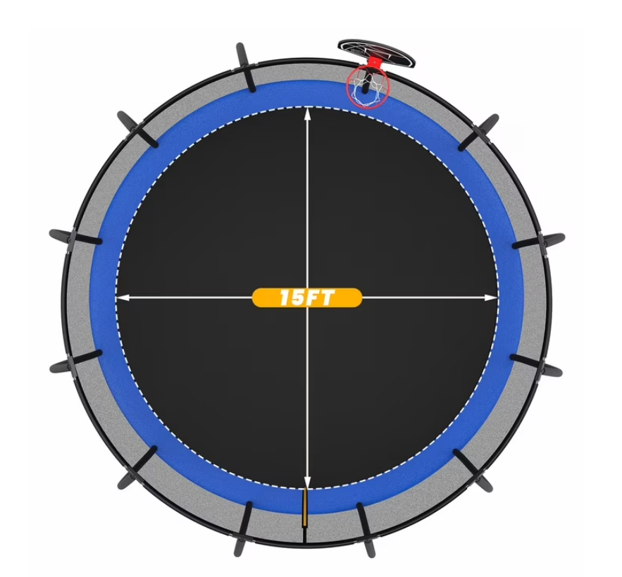Mersco 15ft Trampoline for Kids,Outdoor Pumpkin Trampolines with Basketball Hoop,Enclosure,Storage Bag and Balance Bar,Jumping Trampoline SPACE for Boys and Girls Brithday and Festival Gifts,Blue