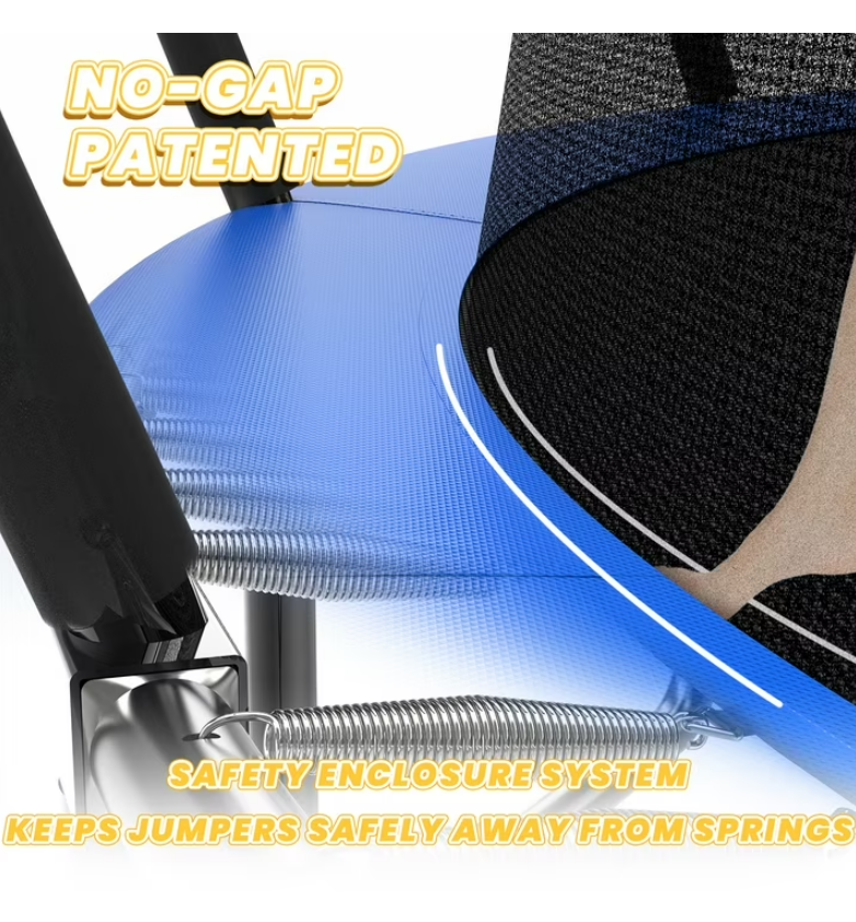 Mersco 15ft Trampoline for Kids,Outdoor Pumpkin Trampolines with Basketball Hoop,Enclosure,Storage Bag and Balance Bar,Jumping Trampoline SPACE for Boys and Girls Brithday and Festival Gifts,Blue
