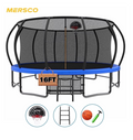 Mersco 16 FT Trampoline for Kids and Adults ,Outdoor Pumpkin Trampoline with Basketball Hoop,Universal Bouncing Trampoline for Children,Jumping Trampoline SPACE for Boys and Girls Birthday Gift,Blue