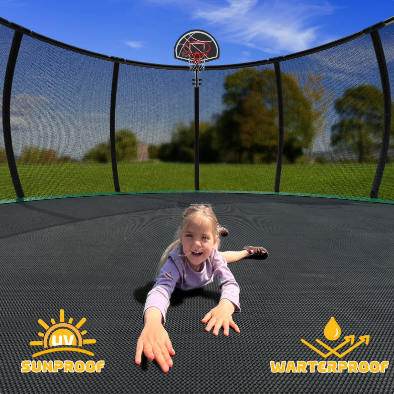 Mersco 16ft Trampoline for Kids Adults ,Outdoor Trampoline with Basketball Hoop and Enclosure Net,Jumping Trampoline SPACE for Boys and Girls Birthday and Festival Gifts,Green