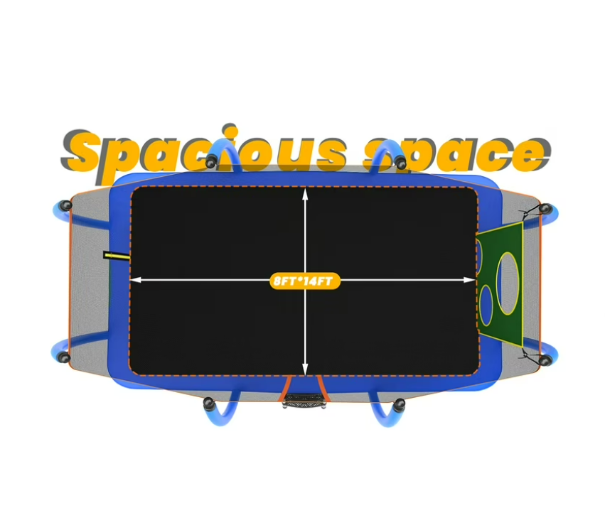 Mersco 8x14ft Large Rectangle Trampoline for Kids and Adults,Big Outdoor Trampoline with Enclosure Net,Storage Bag, Jumping Trampoline MAX for Boys and Girls Birthday and Festival Gift,Blue