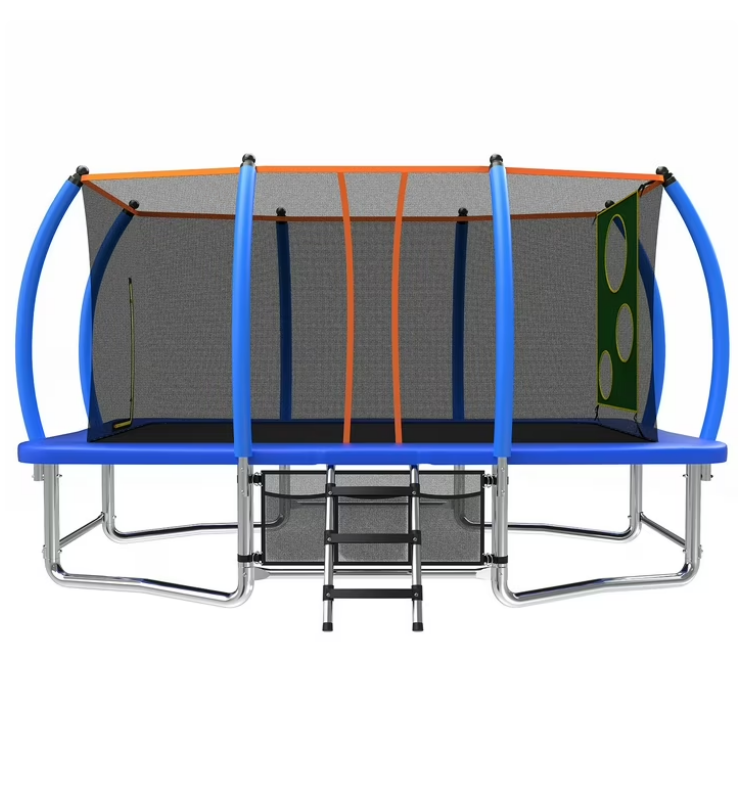 Mersco 8x14ft Large Rectangle Trampoline for Kids and Adults,Big Outdoor Trampoline with Enclosure Net,Storage Bag, Jumping Trampoline MAX for Boys and Girls Birthday and Festival Gift,Blue