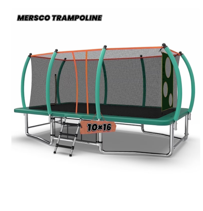 Mersco 10x16ft Large Rectangle Trampoline for Kids and Adults,Big Outdoor Trampoline with Enclosure Net,Storage Bag, Jumping Trampoline MAX for Boys and Girls Birthday and Festival Gift,Green