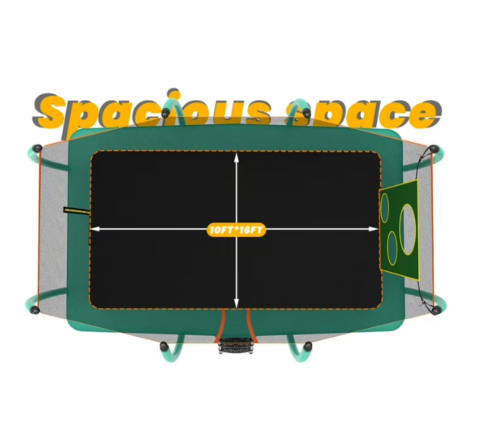 Mersco 10x16ft Large Rectangle Trampoline for Kids and Adults,Big Outdoor Trampoline with Enclosure Net,Storage Bag, Jumping Trampoline MAX for Boys and Girls Birthday and Festival Gift,Green