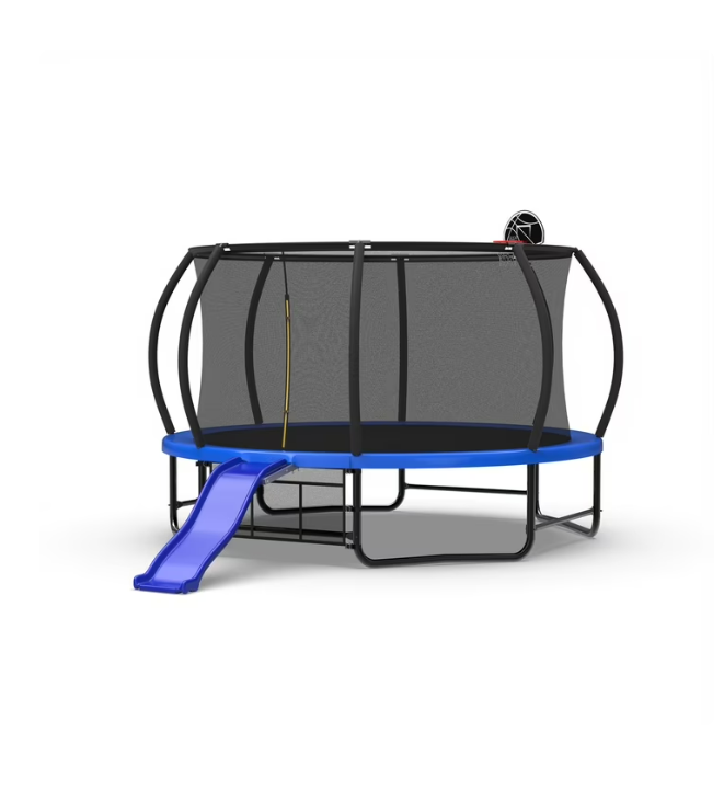 Mersco Trampoline Slide Universal Plastic Trampolines Slide for 8-16FT Trampoline,53.5'' * 15.7'' Outdoor Slide for Trampoline with Bottom bracket,Safe Trampoline Ladder Accessories for Kids 3+,Blue