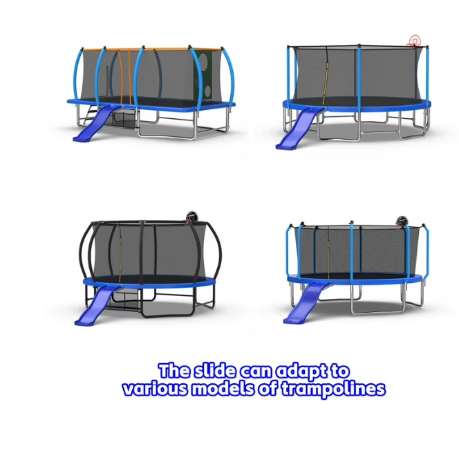 Mersco Trampoline Slide Universal Plastic Trampolines Slide for 8-16FT Trampoline,53.5'' * 15.7'' Outdoor Slide for Trampoline with Bottom bracket,Safe Trampoline Ladder Accessories for Kids 3+,Blue