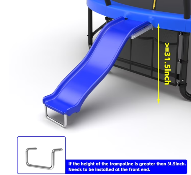 Mersco Trampoline Slide Universal Plastic Trampolines Slide for 8-16FT Trampoline,53.5'' * 15.7'' Outdoor Slide for Trampoline with Bottom bracket,Safe Trampoline Ladder Accessories for Kids 3+,Blue