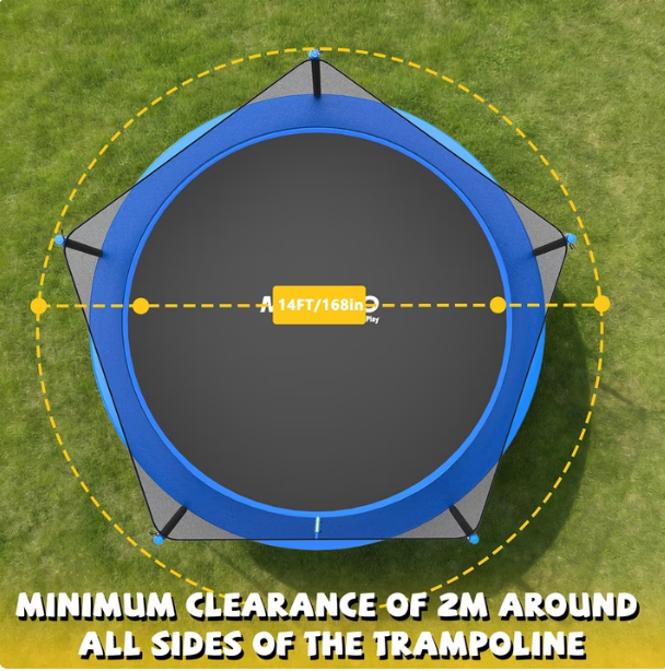 Mersco 14ft Trampoline PLAY Heavy Duty Outdoor Trampoline for Kids and Adults, Backyard Trampoline with Enclosure Net for Family Fun,Jumping Trampoline for Boys and Girls Birthday Gift ,Blue