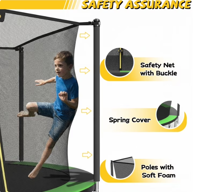 Mersco 14ft Trampoline PLAY Heavy Duty Outdoor Trampoline for Kids, Backyard Trampoline with Enclosure Net for Family Fun,Jumping Trampoline for Boys and Girls Birthday Gift,Green