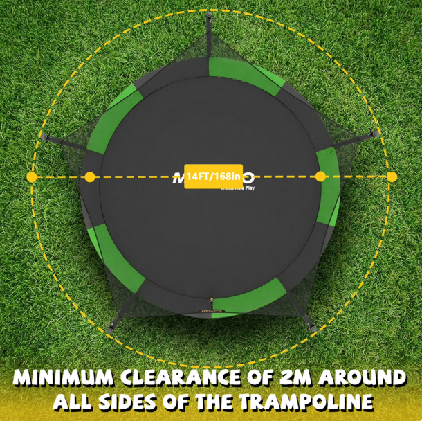 Mersco 14ft Trampoline PLAY Heavy Duty Outdoor Trampoline for Kids, Backyard Trampoline with Enclosure Net for Family Fun,Jumping Trampoline for Boys and Girls Birthday Gift,Green