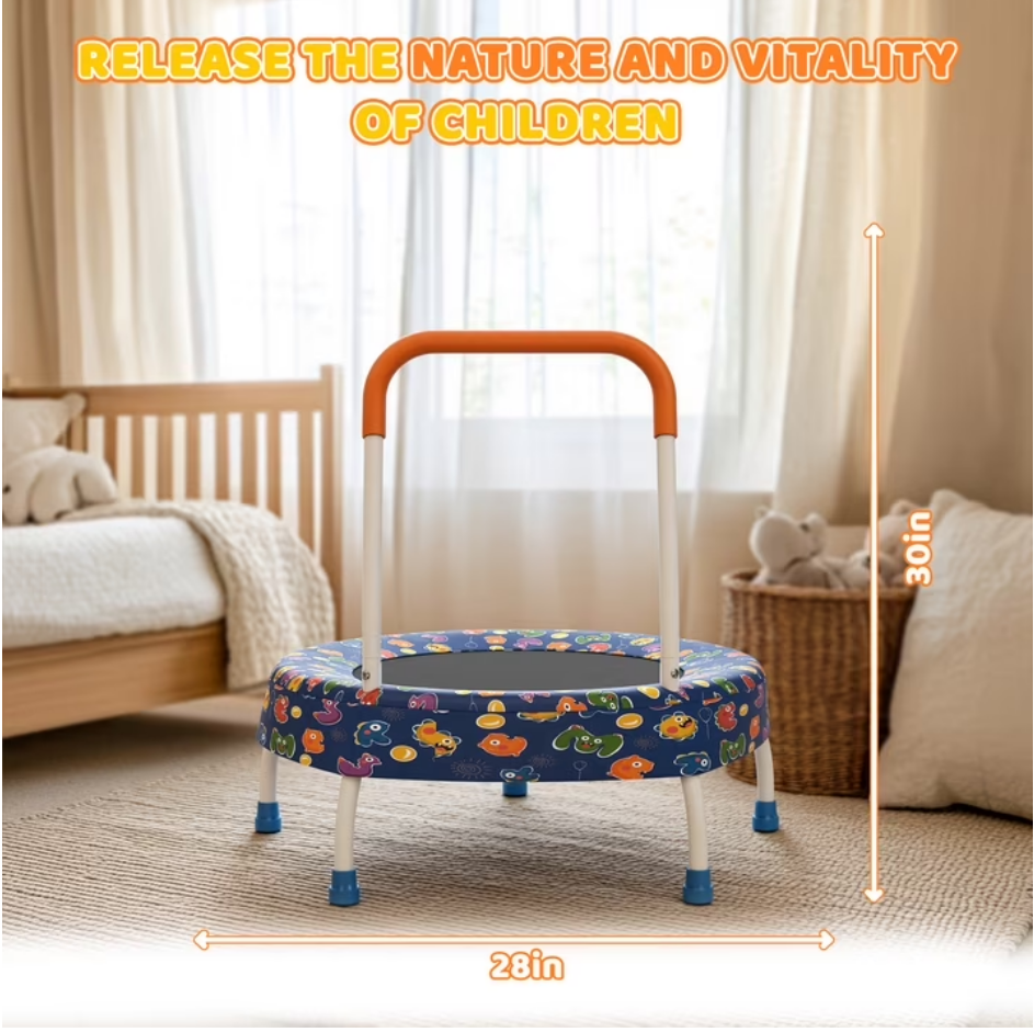 Mersco 28" Trampoline for Kids Springless Trampoline with Handle,Birthday and Festival Gifts ,Indoor and Outdoor,Bule