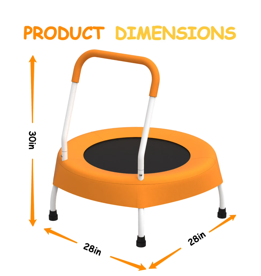 Mersco 28" Trampoline for Kids Indoor Springless Trampoline with Handle Orange
