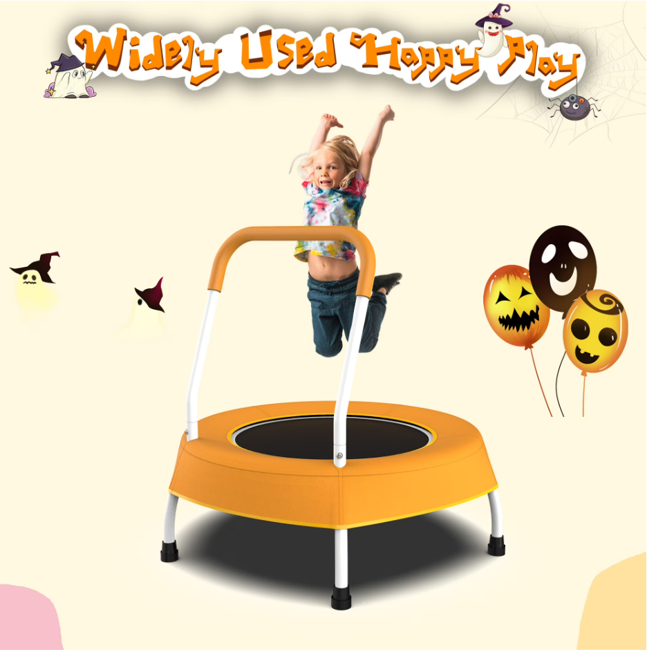 Mersco 28" Trampoline for Kids Indoor Springless Trampoline with Handle Orange