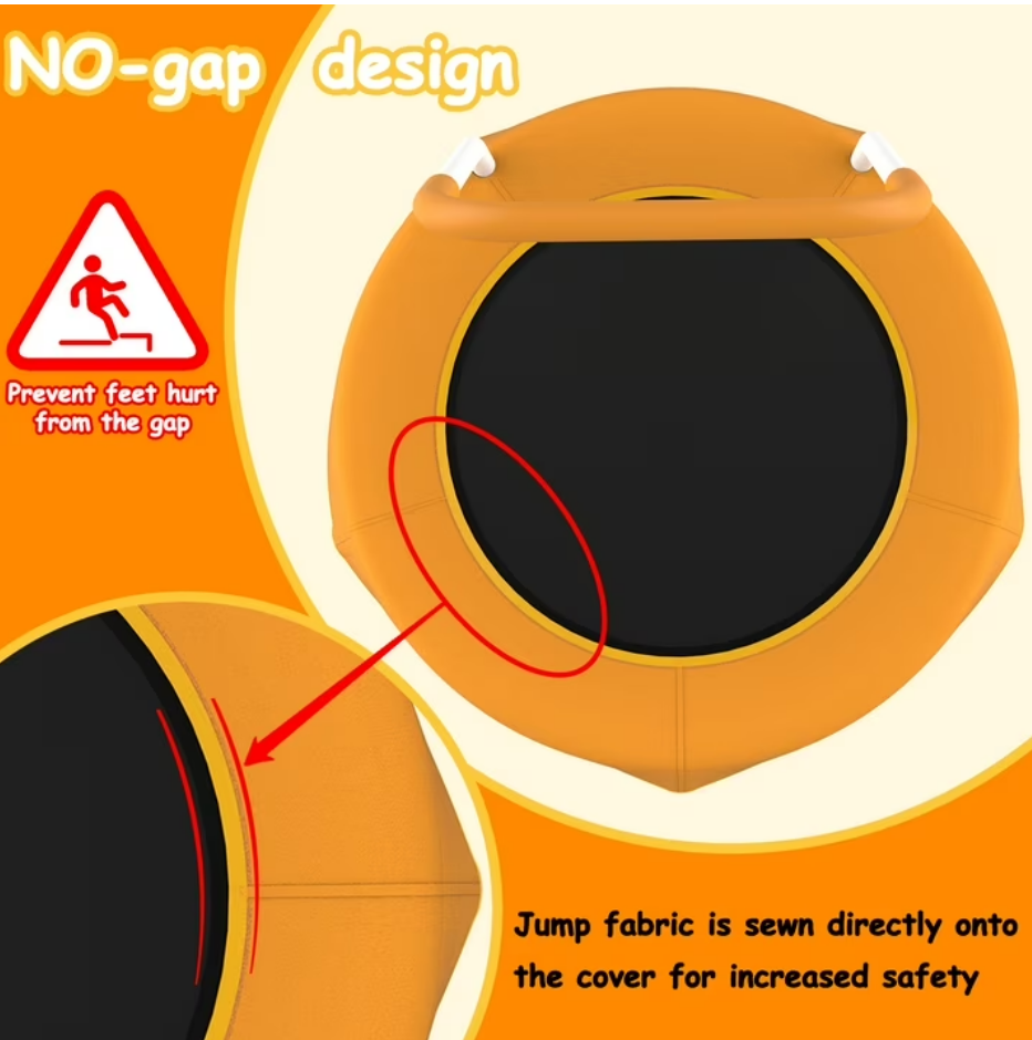 Mersco 28" Trampoline for Kids Indoor Springless Trampoline with Handle Orange